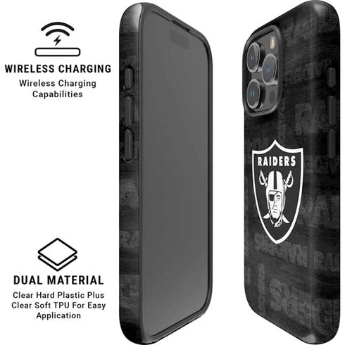 NFL Las Vegas Raiders Black & White iPhone 16 Pro Magsafe Impact Case